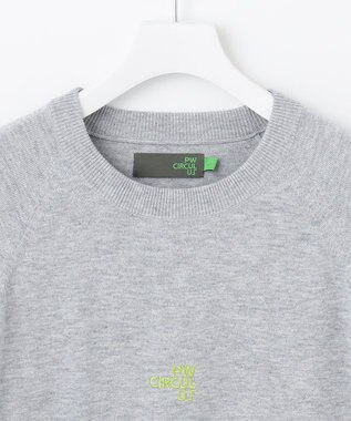 PW CIRCULUS 【MEN】【洗える】ロゴ ラグランスリーブ クルーネック ニット ライトグレー系
