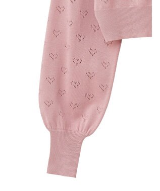 Green Parks ・ｓｗｉｎｇ　ｂｙ　ハート柄スカシニットカーディガン Pink