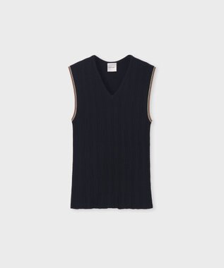 Paul Smith ストライプポイント Vネックニット ネイビー