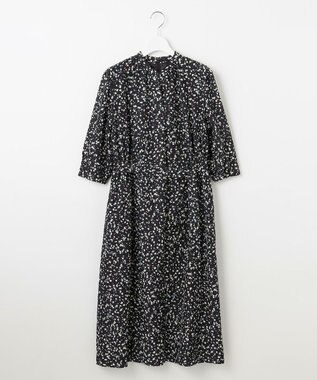 J.PRESS LADIES L 【洗える】スパンローンフラワープリント ワンピース ネイビーベース系