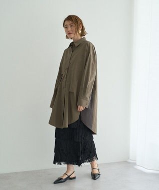 YECCA VECCA 2way袖デザインロングシャツ Khaki