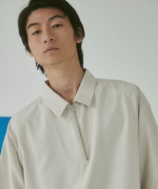 WEGO 【LUCY】アイススウェードハーフジップシャツ（S） ライトベージュ