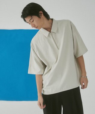 WEGO 【LUCY】アイススウェードハーフジップシャツ（S） ライトベージュ