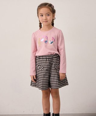 ANY KIDS ミラクルスパンコール 長袖Tシャツ ピンク×音符