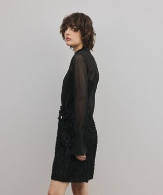 GRACE CONTINENTAL シアーハイネックニットトップ ブラック