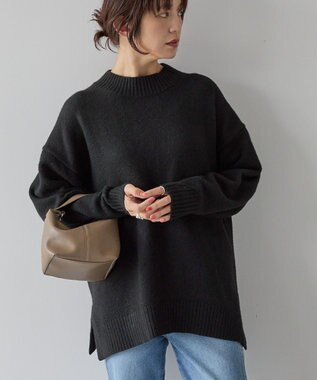 AMERICAN HOLIC サイドスリットハイネックニットプルオーバー Black