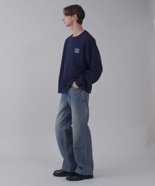 WEGO 【ユニセックス着用ITEM】ショートドロストワンポイント刺繍プルオーバー ネイビー