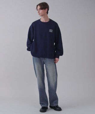 WEGO 【ユニセックス着用ITEM】ショートドロストワンポイント刺繍プルオーバー ネイビー