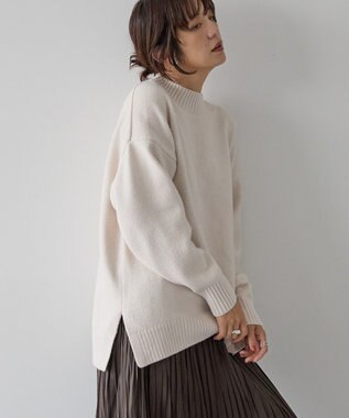 AMERICAN HOLIC サイドスリットハイネックニットプルオーバー Ivory