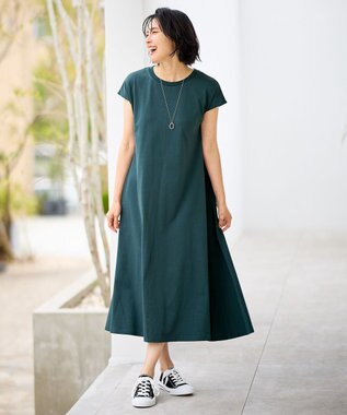 ANY 【洗濯機可】フレンチスリーブワンピース グリーン