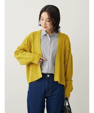 Green Parks 着流しケーブルカーディガン Yellow