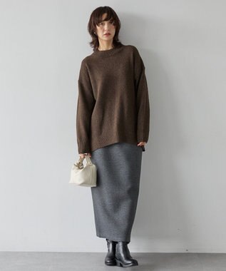 AMERICAN HOLIC サイドスリットハイネックニットプルオーバー Brown