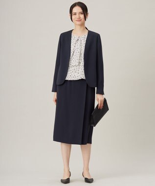 自由区 【セットアップ対応・洗える】トリアセダブルクロス スカート ネイビー系