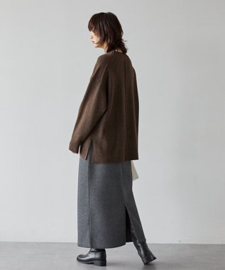 AMERICAN HOLIC サイドスリットハイネックニットプルオーバー Brown