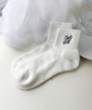 WEGO デザインロゴ刺繍アンクル底パイルソックス