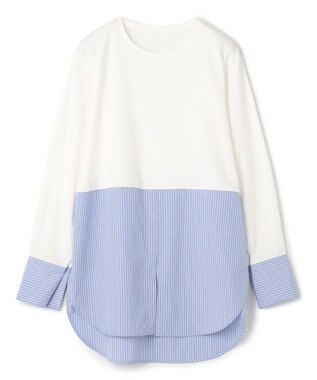 UNFILO L シャツコンビ レイヤードＴ オフ×ストライプ