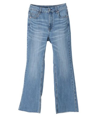 earth music&ecology セルフカットセミフレアデニムパンツ Light Indigo