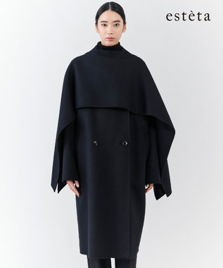 エステータ】ウールリバー ケープ付き コート / 23区 S