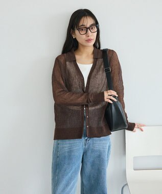 CRAFT STANDARD BOUTIQUE シアージョーゼットニットカーディガン Brown
