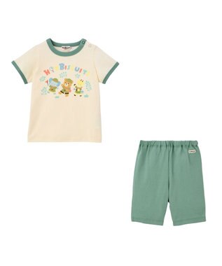 MIKI HOUSE HOT BISCUITS 【70-80cm】 ビーンズ Tシャツセット【BOX付き】 モスグリーン