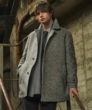 JOSEPH ABBOUD 【尾州産カシミヤブレンド素材/軽量】カシミヤブレンドアルパカヘリンボーン ステンカラーコート