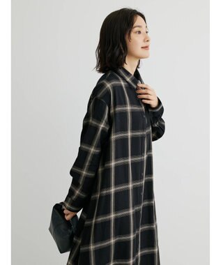Green Parks ビエラチェックシャツワンピース Black