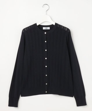 J.PRESS LADIES Rayon Elite Stretch クルーネック カーディガン ネイビー系