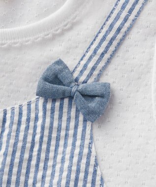 MIKI HOUSE HOT BISCUITS 【80-120cm】重ね着風 半袖Tシャツ ブルー