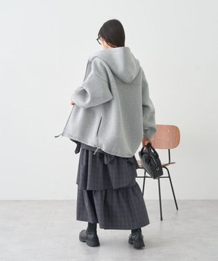 earth music&ecology 【軽量】ダンボールニットフーディーブルゾン Gray Mixture