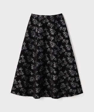 GRACE CONTINENTAL ラメフラワージャガードフレアスカート ブラック