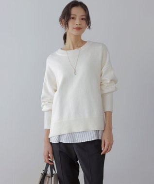 組曲 コットンカシミヤMIX クルーネックニット アイボリー系