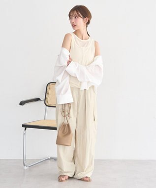 earth music&ecology ビットパーツ付きカーゴパンツ Ivory