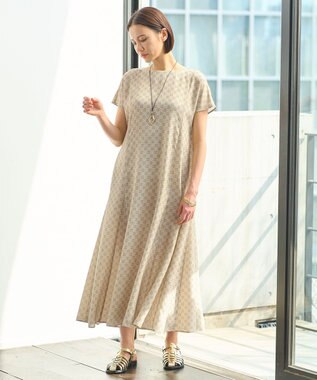 自由区 【洗える・XSサイズあり】アラベスクプリント  ワンピース オリーブイエロー