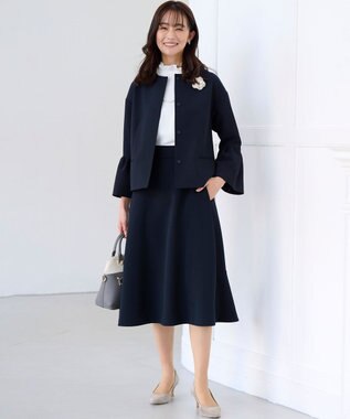 組曲 【KUMIKYOKU NAVY】ジョーゼットシフォン スタンドフリルブラウス パールホワイト系