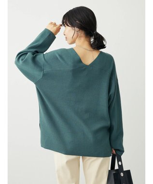 Green Parks 洗える　ミラノリブ編みニットプルオーバー Blue Green