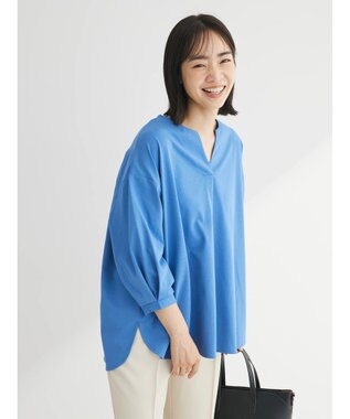 Green Parks ＢＰスキッパー七分袖カットプルオーバー Blue