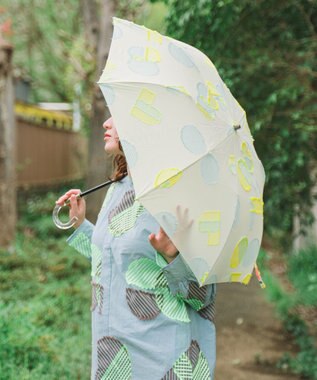 POLS 【POLS DOT】折りたたみ晴雨兼用日傘 イエロー