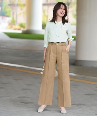 ANY SIS ツイステッドクリアチノワイド パンツ ベージュ