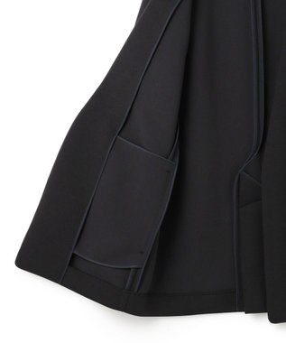 ICB L 【洗える】コンパクトWフェイス ノーカラージャケット ブラック系