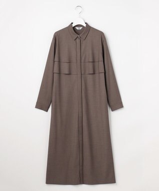 J.PRESS LADIES S 【一枚で着映え】T/R ギャバストレッチ シャツ ワンピース モカ系
