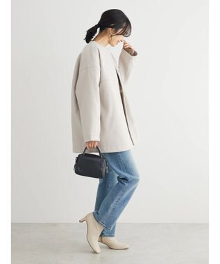 Green Parks 洗えるノーカラーショートコート Dark Navy