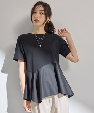 ANY L 【洗濯機可】コンビネーションイレヘムカットソー ブラック