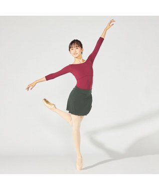 Chacott 7分袖レオタード ワインレッド