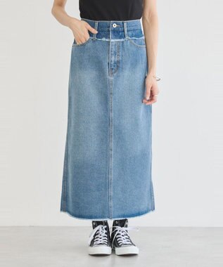 earth music&ecology ウエストフリンジデニムスカート Indigo