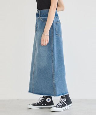 earth music&ecology ウエストフリンジデニムスカート Indigo