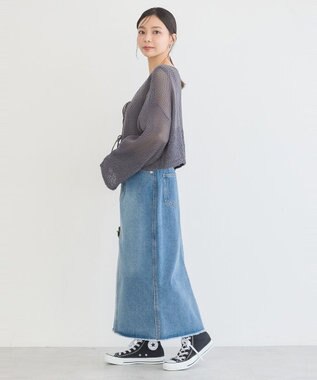 earth music&ecology ウエストフリンジデニムスカート Indigo