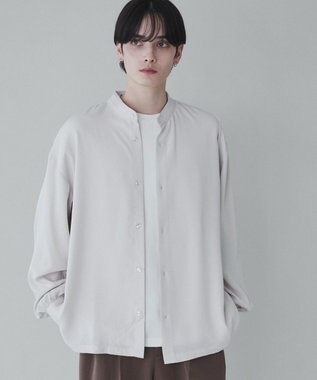 WEGO トロミBIGバンドカラーシャツ ライトベージュ