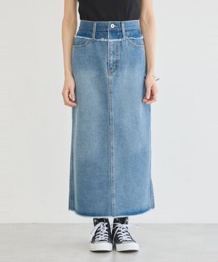 earth music&ecology ウエストフリンジデニムスカート Indigo