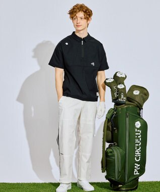 PW CIRCULUS 【撥水加工/ ストレッチ】【MEN】ハーフジップシャツ ゴルフ ブラック系