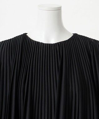 23区 L 【エステータ】ドレープサテン プリーツブラウス ブラック系